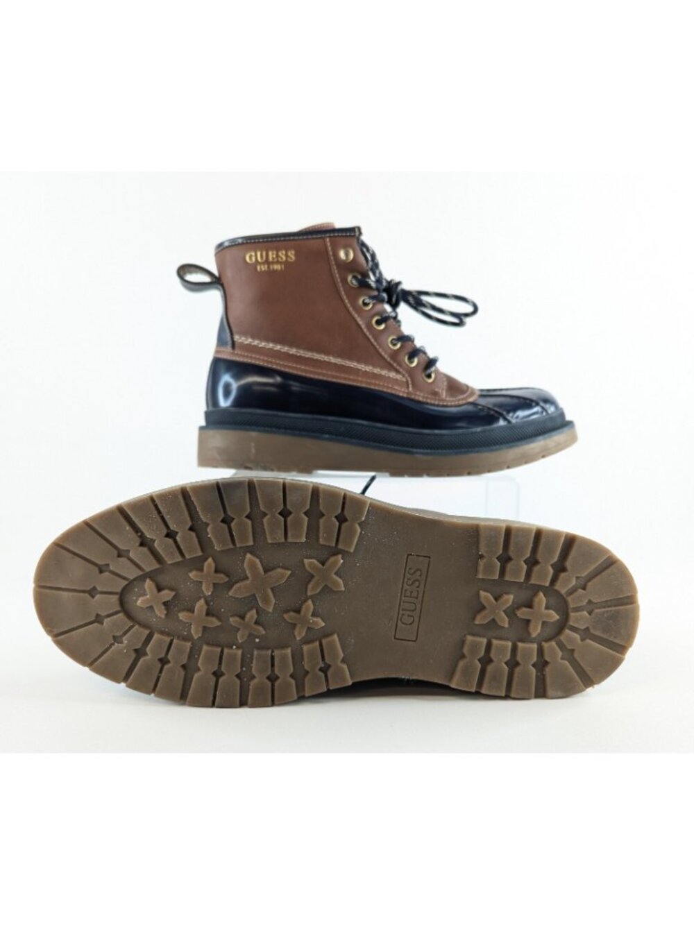 Guess Duck Boots Mens 9 Womens 10 Brown Waterproof Winter Snow Rain Shoes - Picture 3 of 9